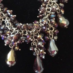 Crystal iridescent Purple drop bead necklace 20”